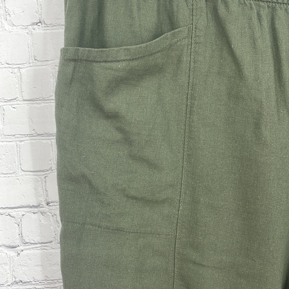 Old Navy Army Olive Green Plus Size 2x High Rise Straight Taper 55 Linen Viscose - Picture 3 of 10